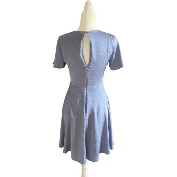 Express Blue Grey Satin Wrap Dress - Picture 3 of 5